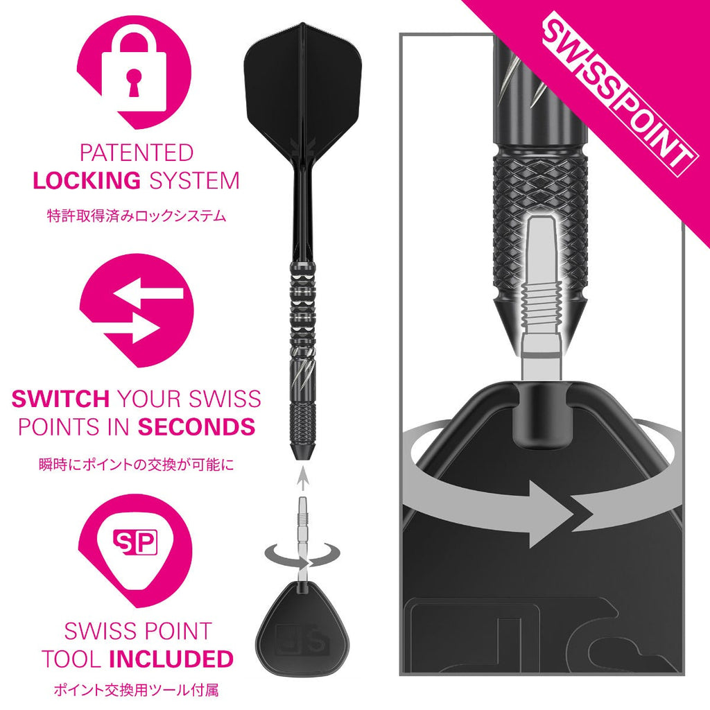 Black Marque Draco 90% Tungsten SP Steel Tip Darts by Target Japan – official manufacturer alternate view