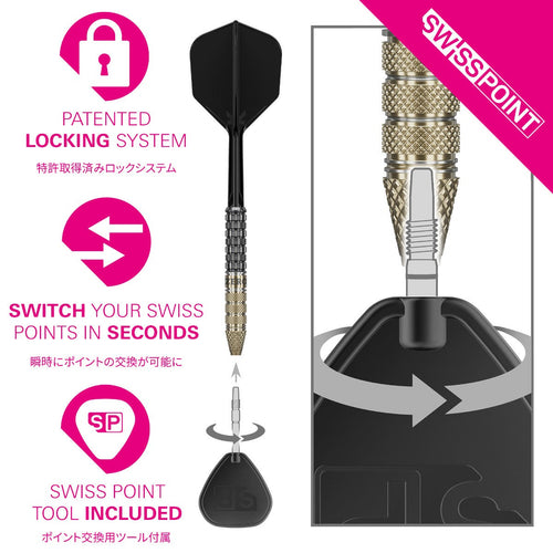 Black Marque Reyn 90% Tungsten SP Steel Tip Darts by Target Japan – official manufacturer alternate view