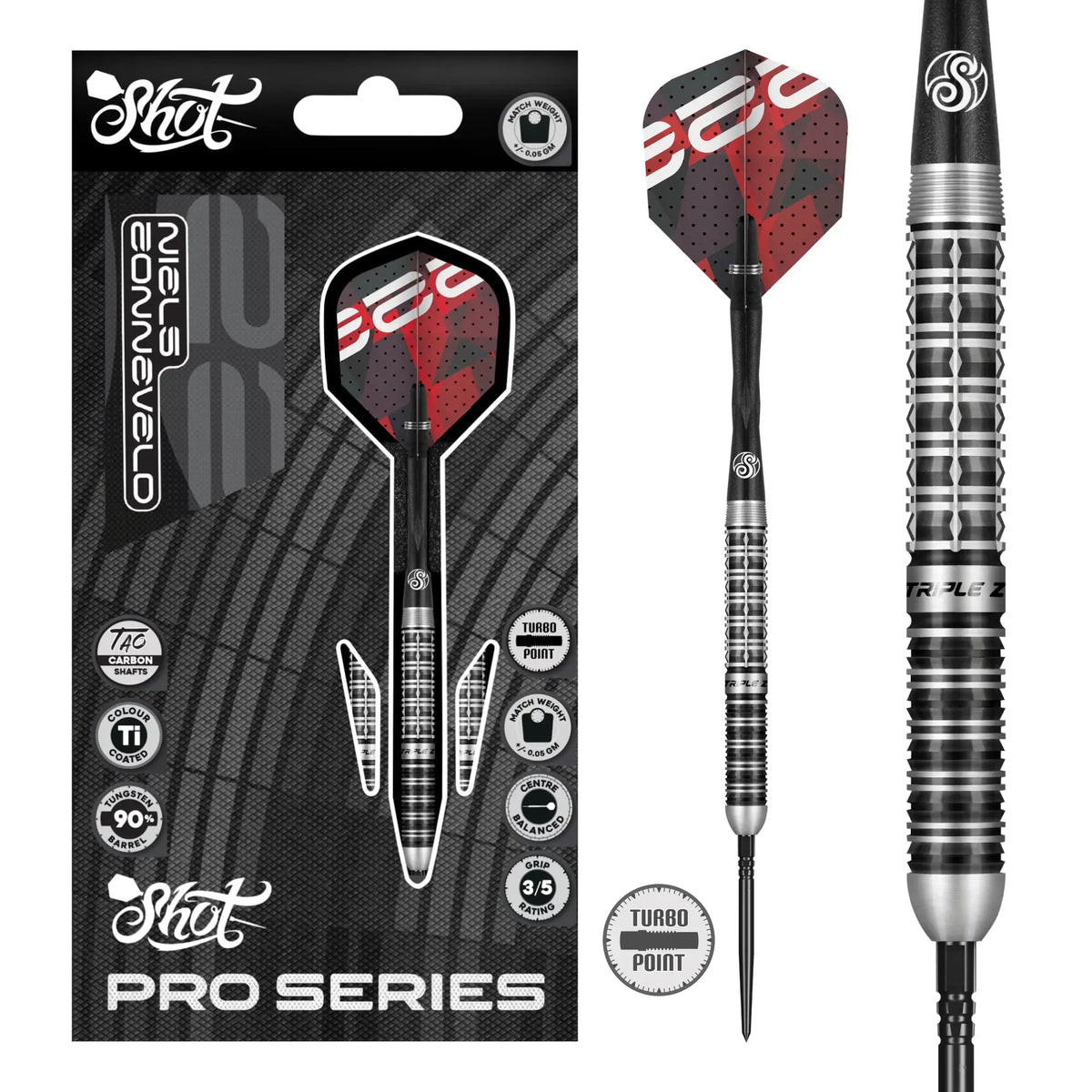 Shot Pro Series Niels Zonneveld 2.0 Turbo Point 90% Tungsten Steel Tip Darts