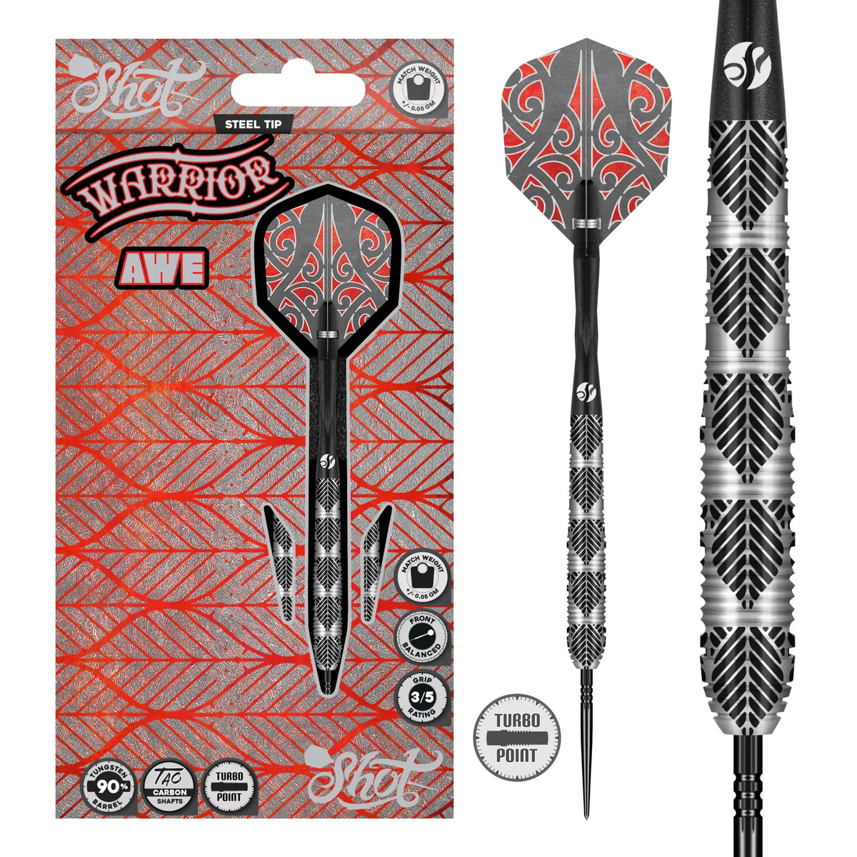 Shot Warrior Awe Turbo Point 90% Tungsten Steel Tip Darts