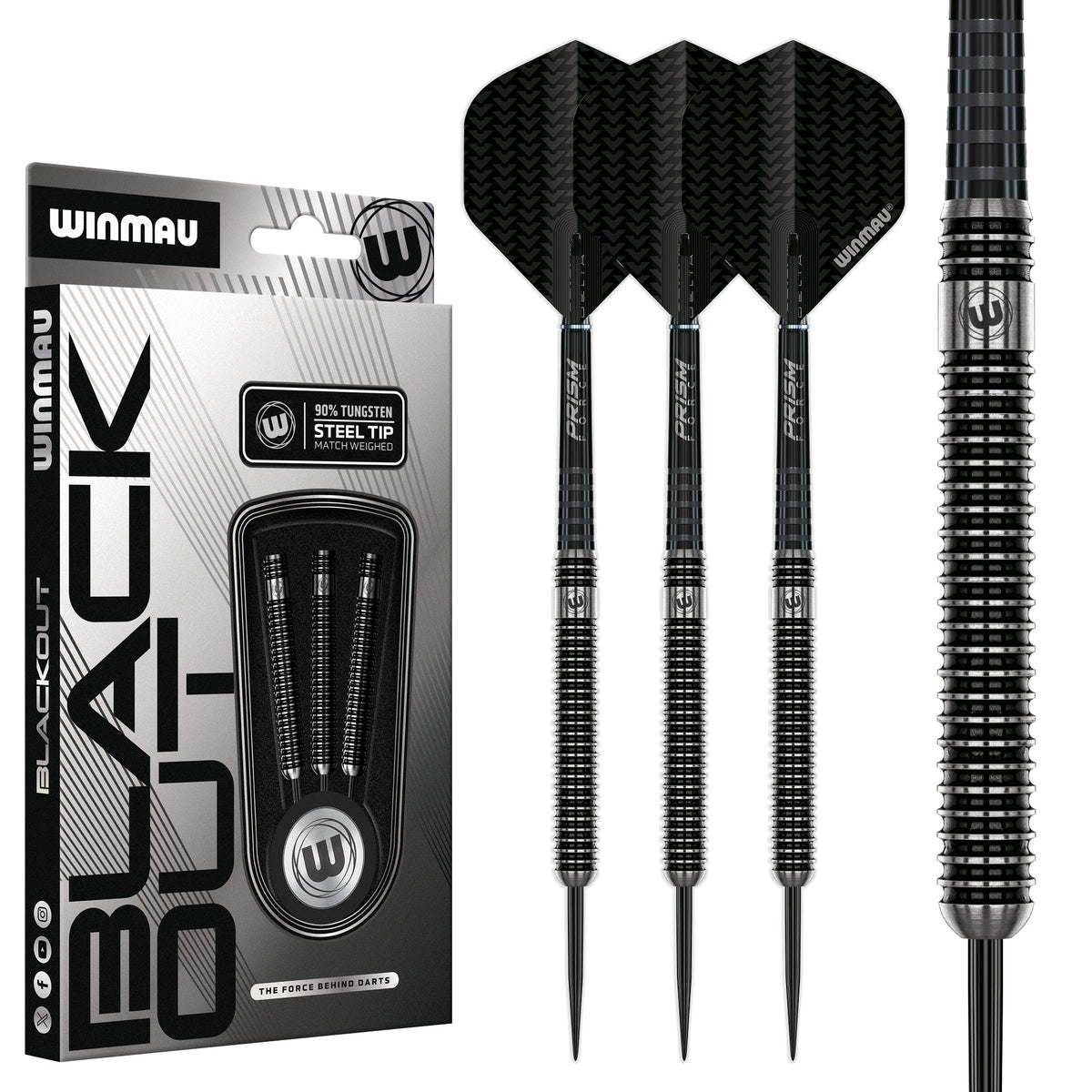 Winmau Blackout 1 Straight 90% Tungsten Steel Tip Darts