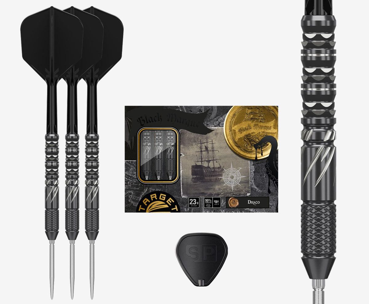 Black Marque Draco 90% Tungsten SP Steel Tip Darts by Target Japan