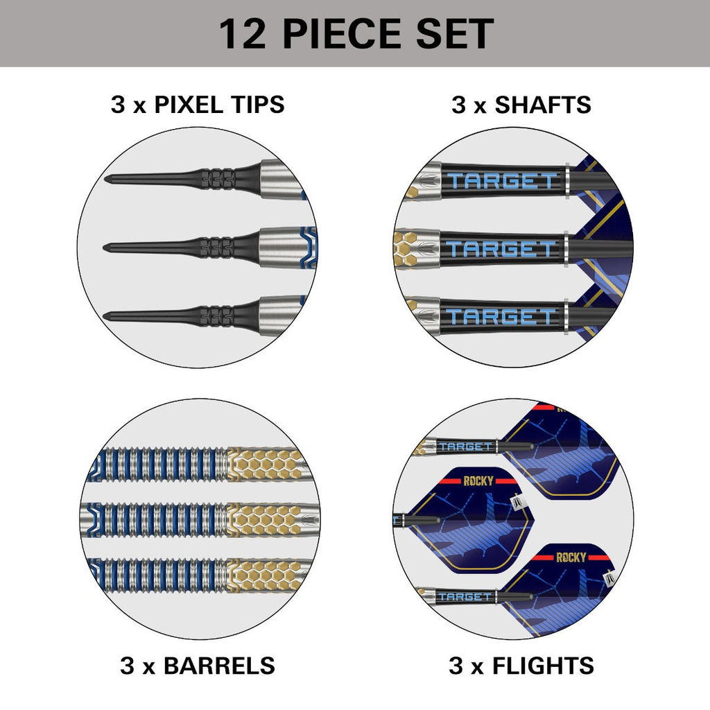 Josh Rock G1 Soft Tip Darts Set with 3 Pixel Tips, 3 shafts, 3 dart barrels and 3 dart flights