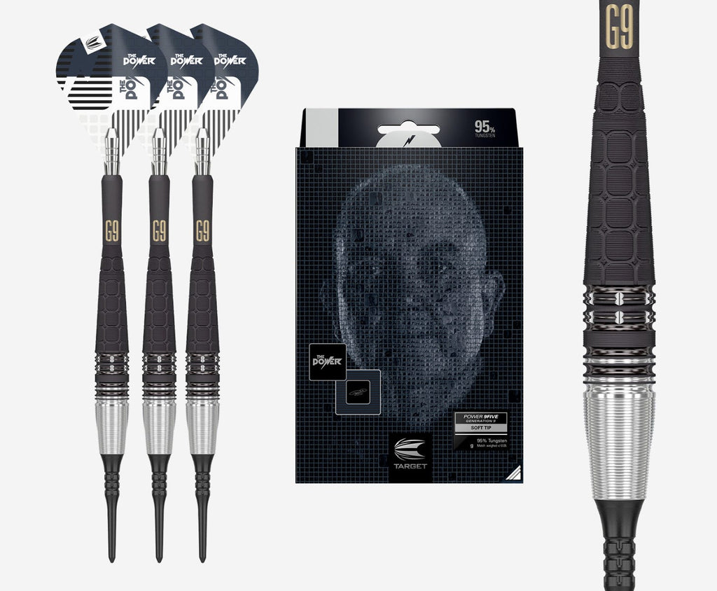 Target Darts Phil Taylor Power 9Five Generation 9 Soft Tip Darts Set Box Contents - Main Image