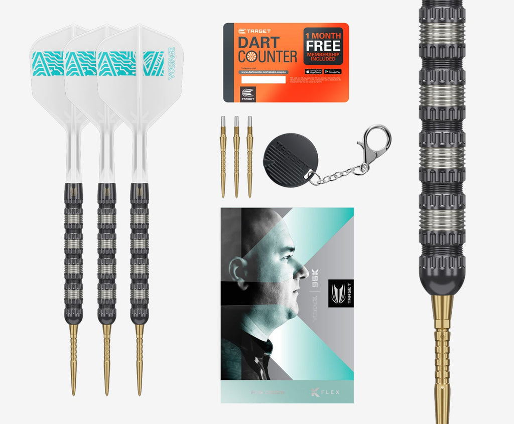 Rob Cross 95K Steel Tip Darts Set and accessories