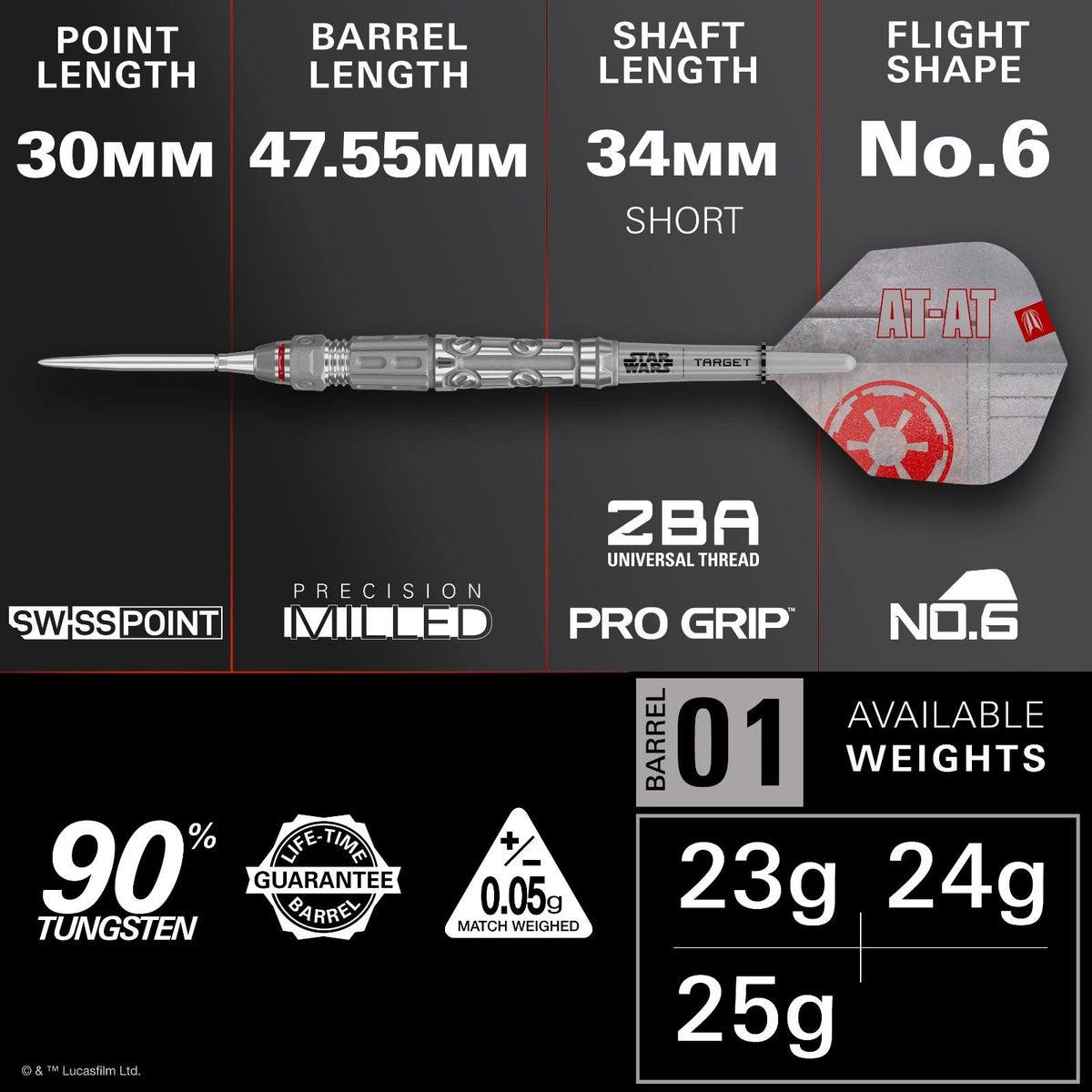 Star Wars AT-AT Swiss Point Darts Set - Specification
