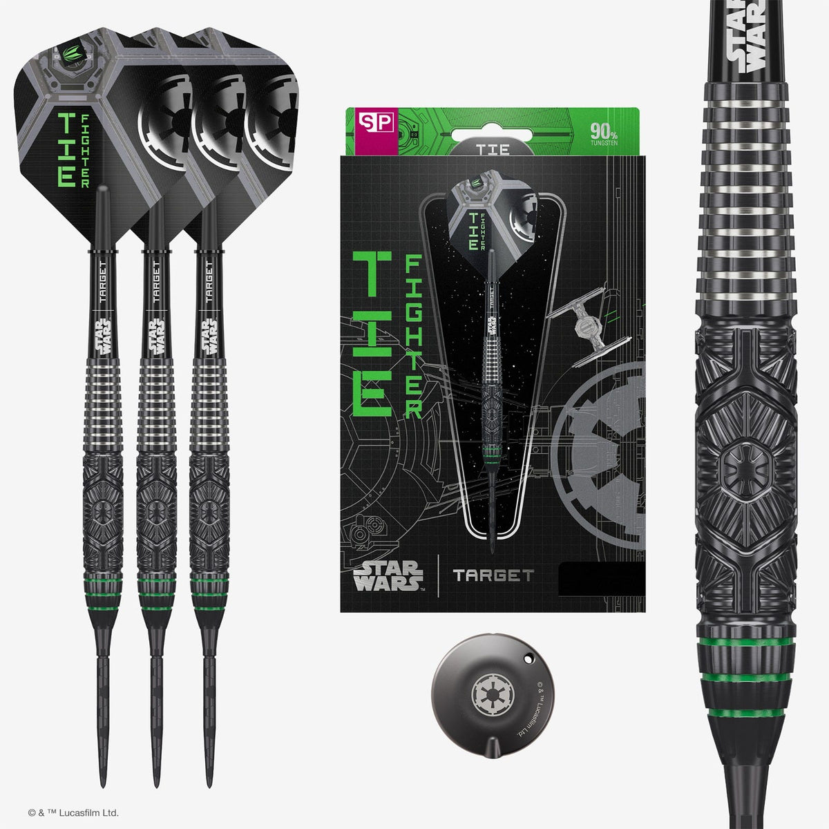 Star Wars Tie Fighter Swiss Point Darts Set - Box Contents
