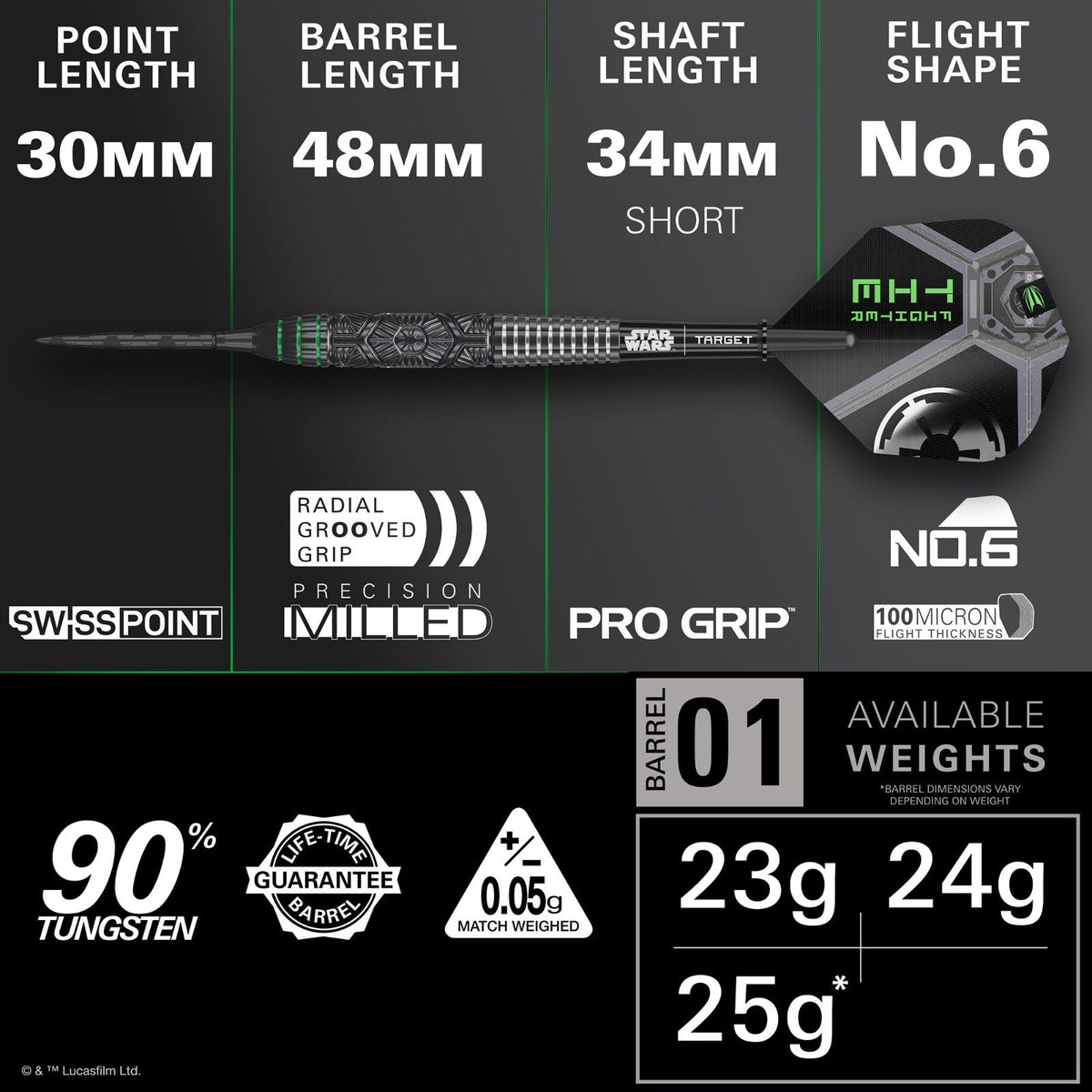 Star Wars Tie Fighter Swiss Point Darts Set - Specifications
