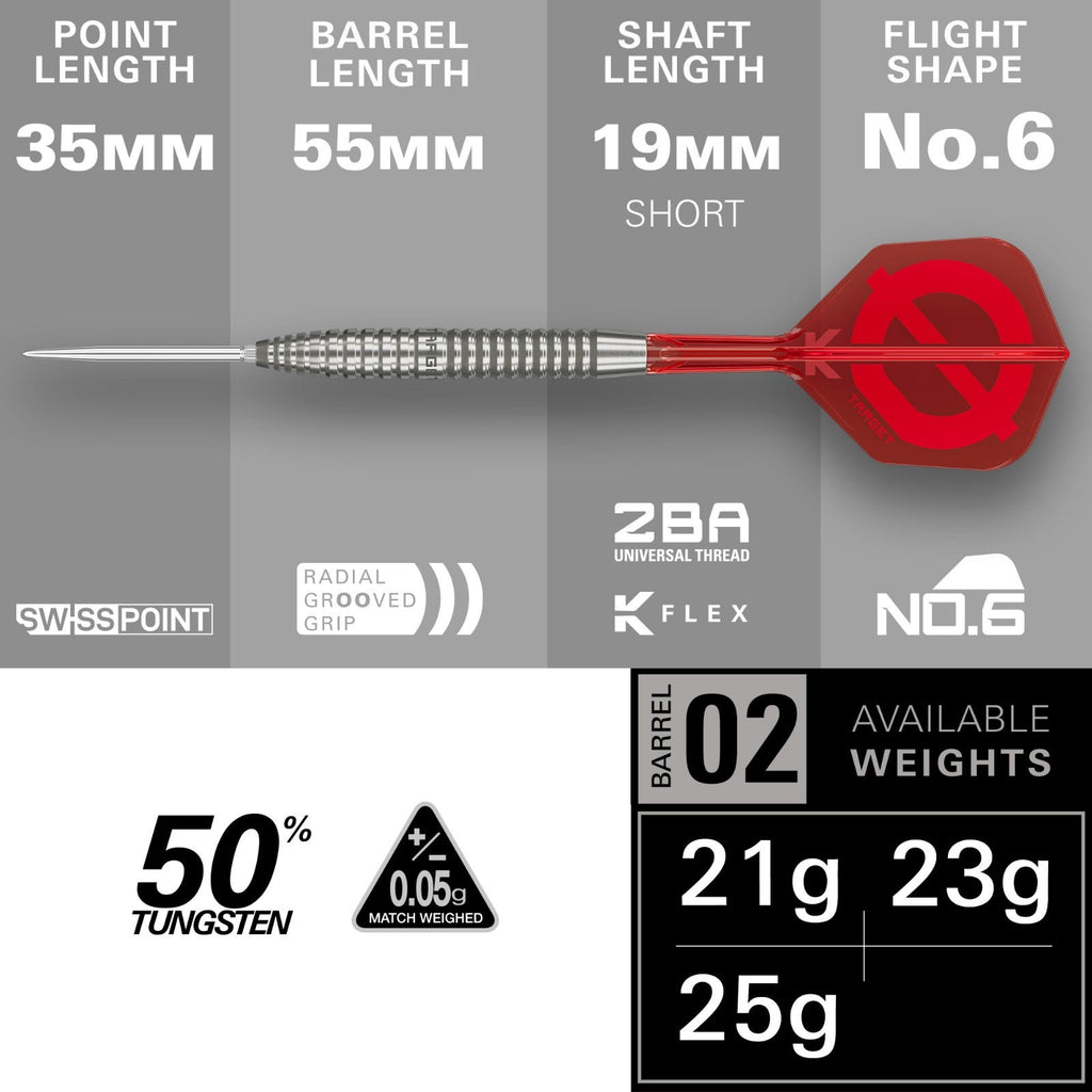 Target Group Ø 50% 02 SP Steel Tip Darts 2026 - measurements