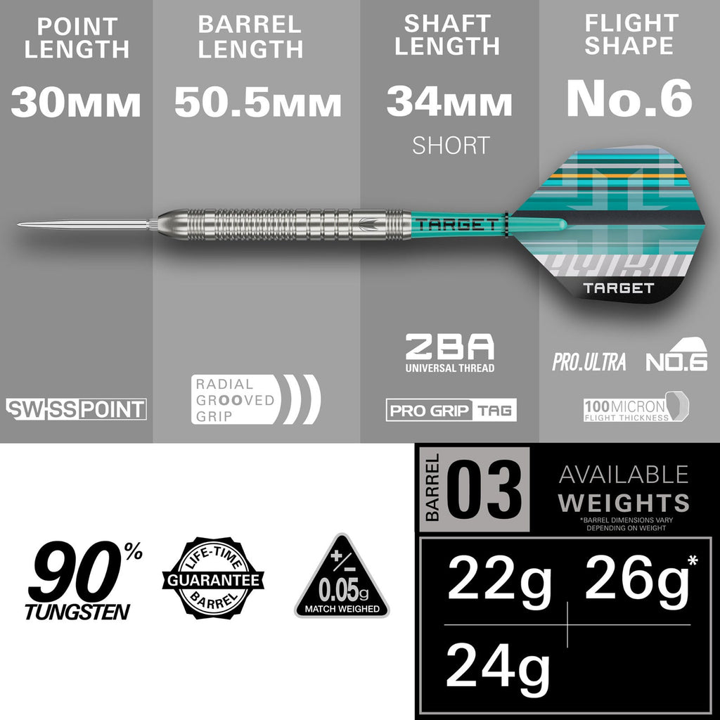 Hydro 03 Swiss Point Darts Set - Specification