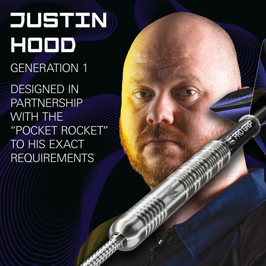 Justin Hood 90% 23G SP Steel Tip Darts 2026 - designed in partnership with 'The Pocket Rocket'