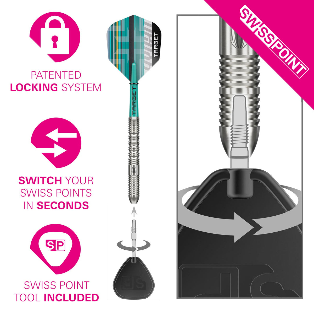 Target Hydro 01 90% Tungsten SP Steel Tip Darts – official manufacturer alternate view