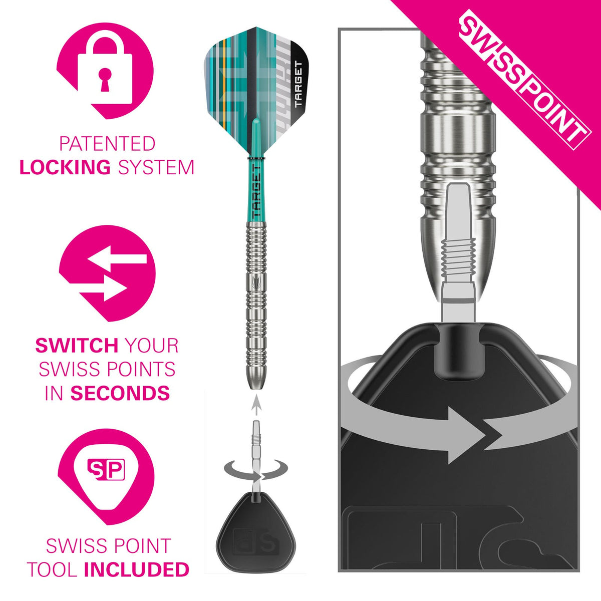 Target Hydro 02 90% Tungsten SP Steel Tip Darts – official manufacturer alternate view