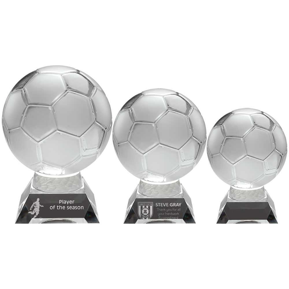 Clear~frosted Glass Football On Base