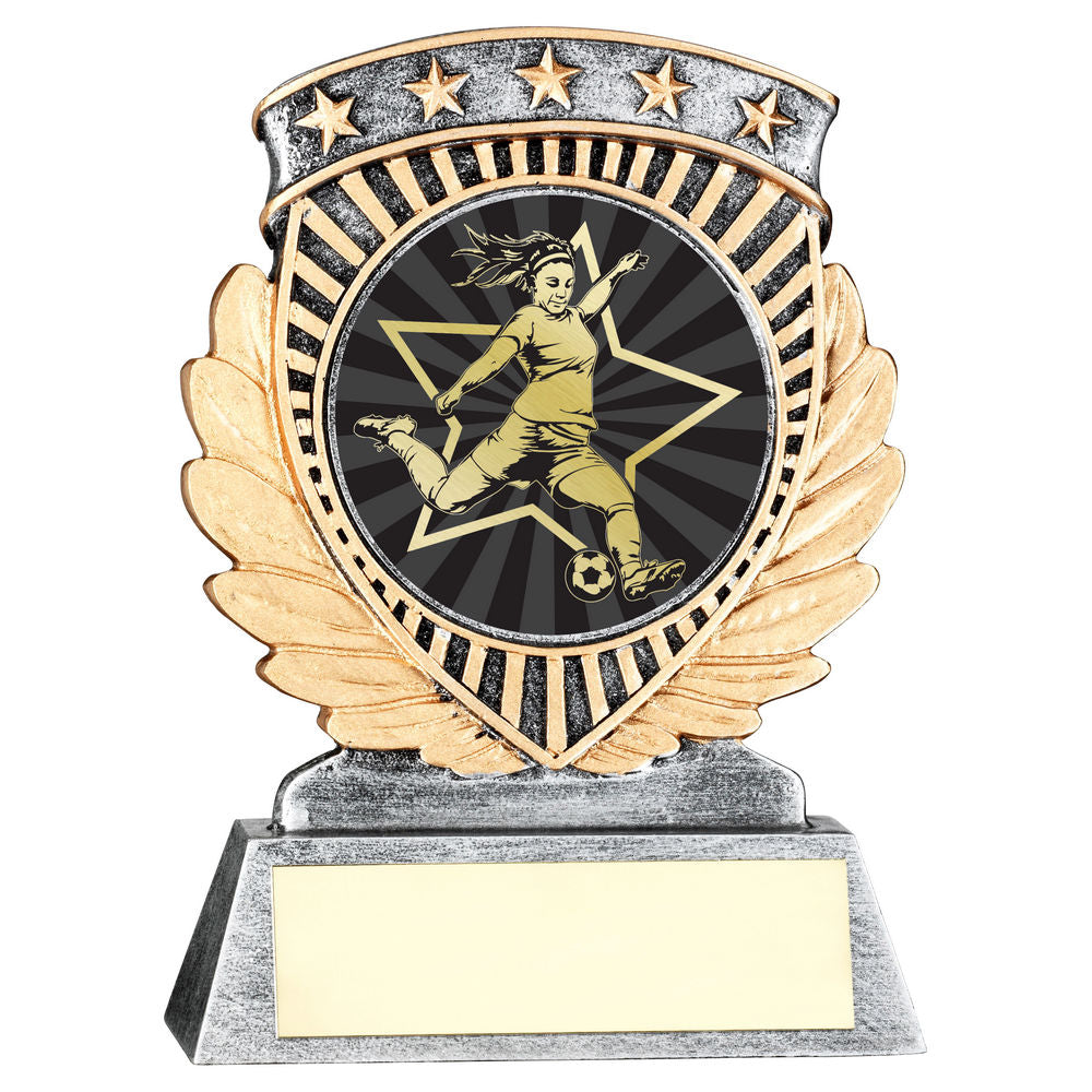 Pew~gold 5 Star Holder With Vinyl Female Football Insert & Plate