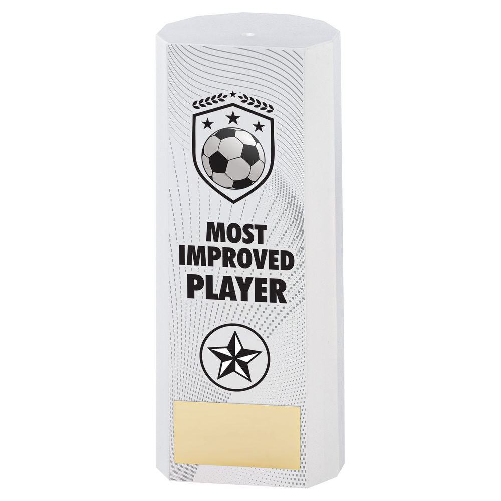 White Plastic Filled Column Football Most Improved Player (1in Cen)