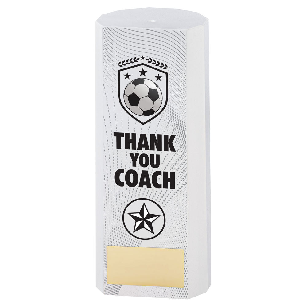 White Plastic Filled Column Football Thank You Coach (1in Cen)
