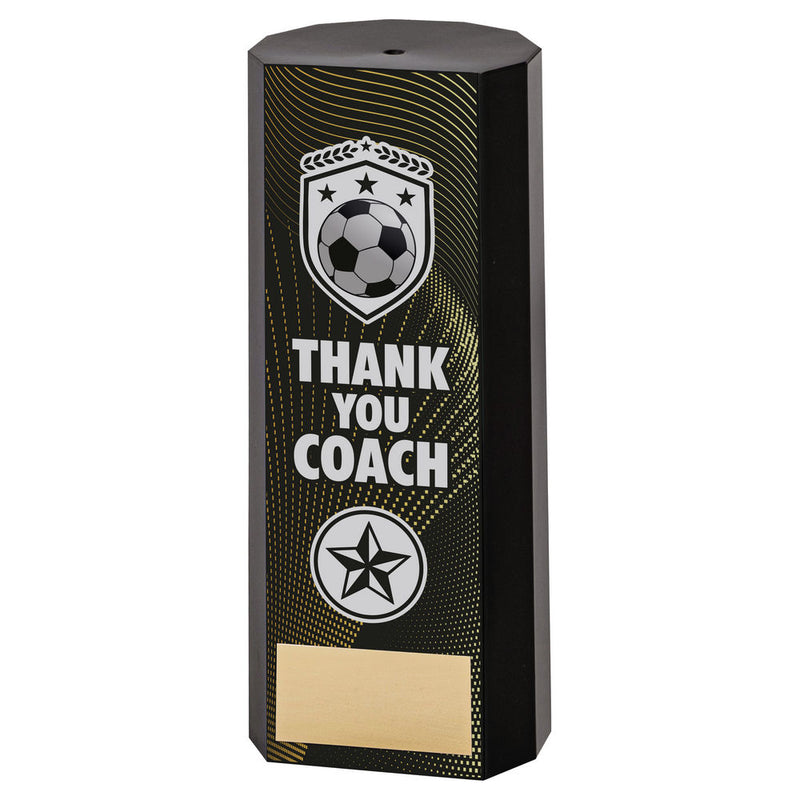 Black Plastic Filled Column Football Thank You Coach (1in Centre)