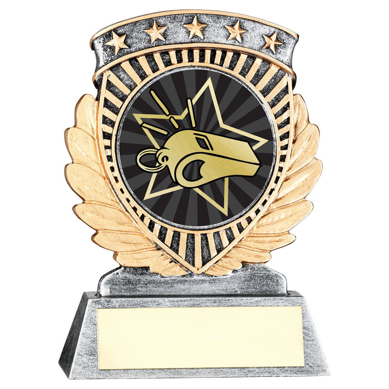 Pewter & gold 5 Star Holder With Vinyl Referee Insert & Plate