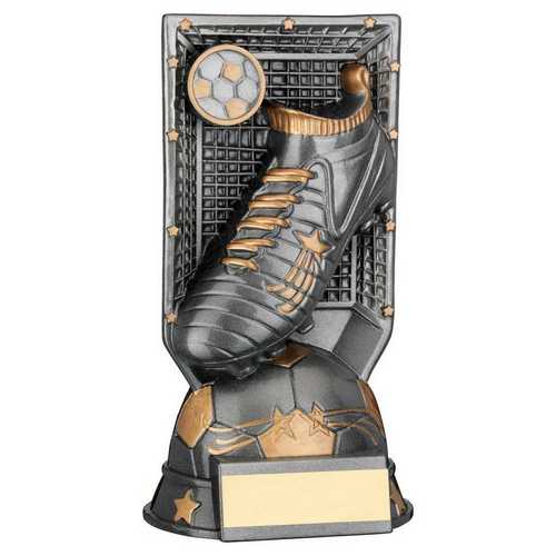 Gunmetal Grey~gold Filled Plastic Football Boot On Net & Plate (1in Cen)