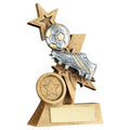 Brz~pew~gold Football And Boot On Shooting Star With Plate (1in Centre)