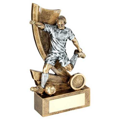 Brz~pew~gold Male Football Figure On Swoosh Backdrop With Plate(1in Cen)