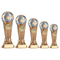 Brz~pew~gold Football On Silhouette Column With Plate (1in Cen)