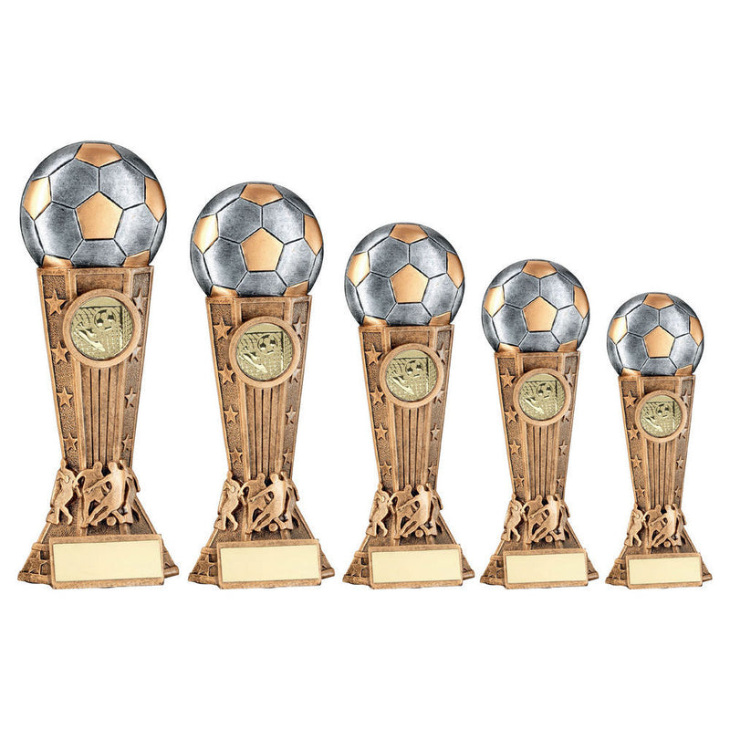 Bronze & Pewter & gold Football On Silhouette Column With Plate (1in Centre)