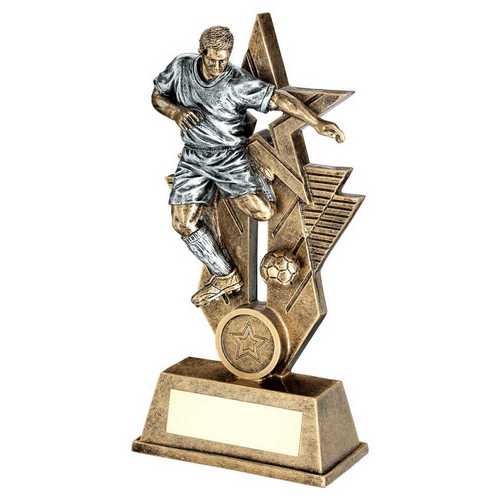 Brz~pew~gold Male Football Figure On Star Backdrop With Plate (1in Centre)