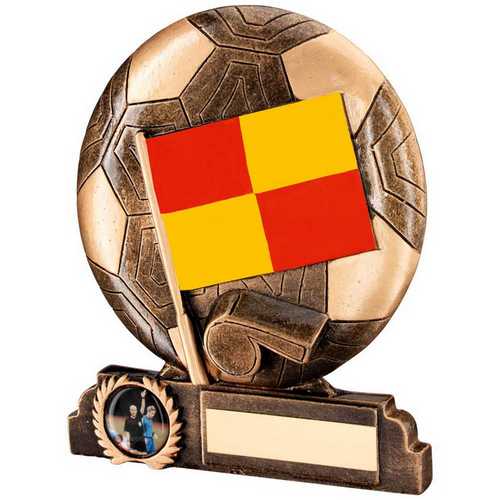 Brz~gold~red~yellow Resin Linesman With Plate (1in Centre)