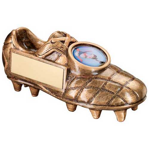 Bronze & gold Football Boot With Plate (1in Centre)