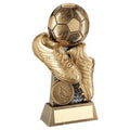 Brz~gold~pew Flatback Football And Boots On Riser With Plate (1in Cen)