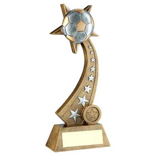 Brz~pew~gold Football On Star Trail With Plate (1in Centre)