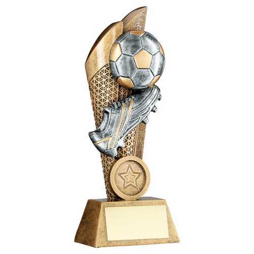 Bronze & Pewter & gold Football And Boot On Mesh Backdrop With Plate (1in Centre)