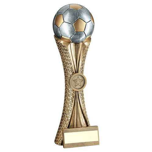 Bronze & Pewter & gold Football On Tri Mesh Column With Plate (1in Centre)
