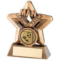 Brz~gold Man Of The Match Mini Star With Football Insert And Plate