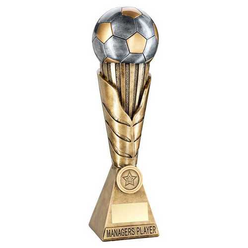 Brz~pew~gold Football On Leaf Column With Plate (1in Cen) Managers Player