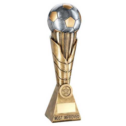 Brz~pew~gold Football On Leaf Column With Plate (1in Cen) Most Improved