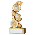 Gold~silver Football And Boot On Multi Star Curve With Plate (1in Centre)