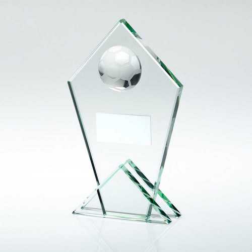 Jade Glass Pointed Plaque With Half Football And Plate