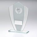 White~silver Glass Shield Plaque With Football Insert & Plate
