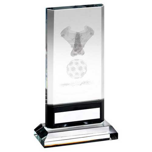 Clear & black Glass With Lasered Football Image And Plate (15mm Thick)
