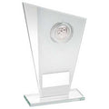 White~silver Printed Glass Plaque With Football Insert And Plate