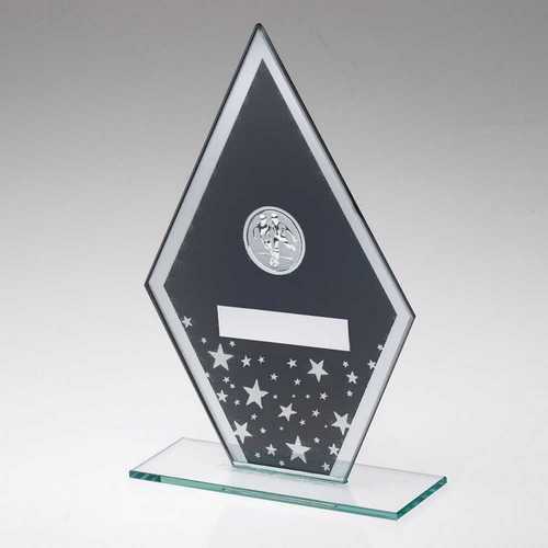 Grey & silver Printed Glass Diamond With Football Centre And Plate