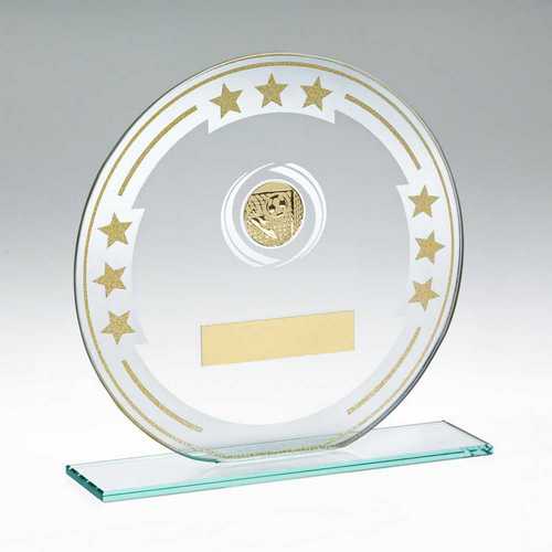 Jade~silver~gold Round Glass With Football Insert And Plate