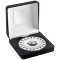 Black Velvet Box And 70mm Football Medal Trophy (1in Centre) Silver