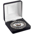 Black Velvet Box And 70mm Football Medal Trophy (1in Centre) Ant Silver