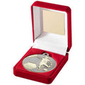 Red Velvet Box And 50mm Football Medal Trophy Matt Silver~gold