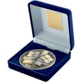 Blue Velvet Box And 70mm Medallion Referee Trophy Antique Gold