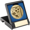 Black Plastic Box With Football Insert Trophy Gold